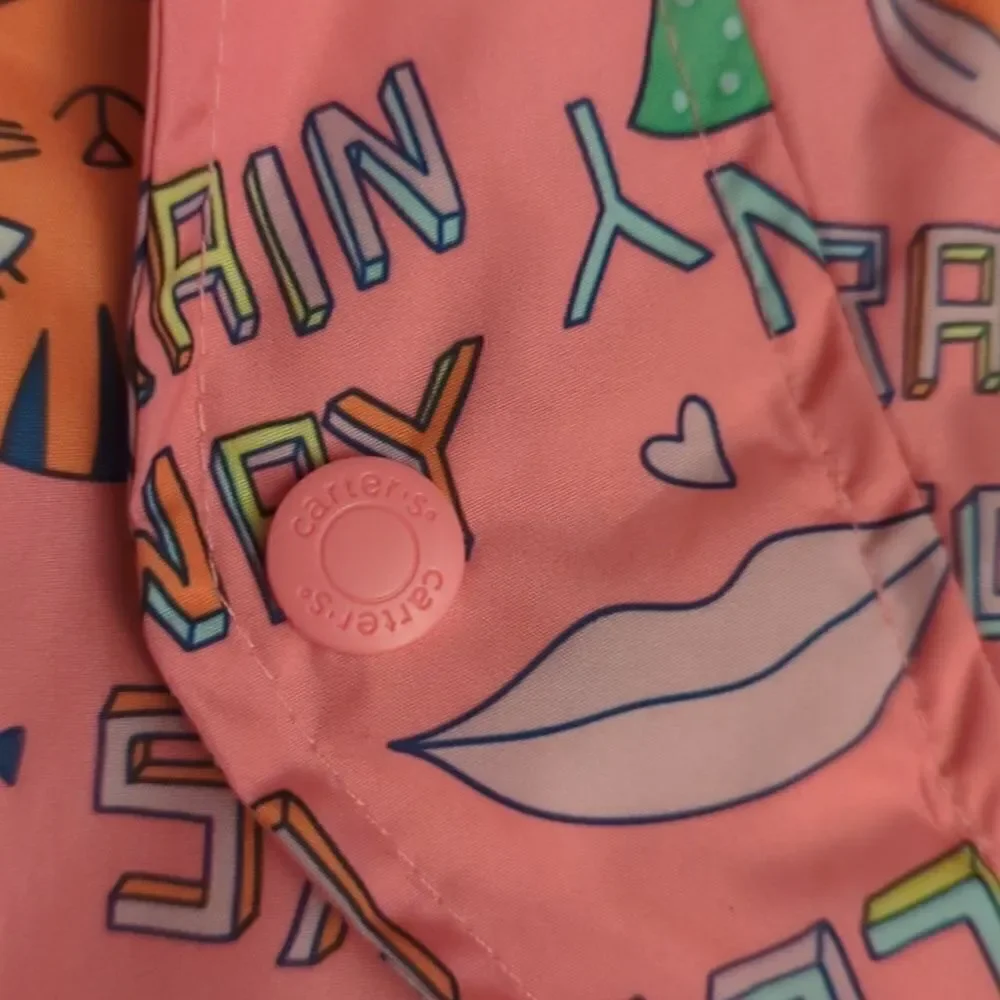 Carter's pink cat theme rain jacket‎ graphic print kawaii